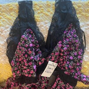Nordstrom Black and Pink Floral Lace